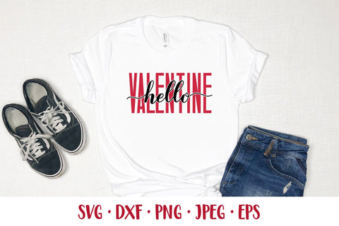 Hello Valentine SVG. Valentines Day quote shirt design SVG LaBelezoka 