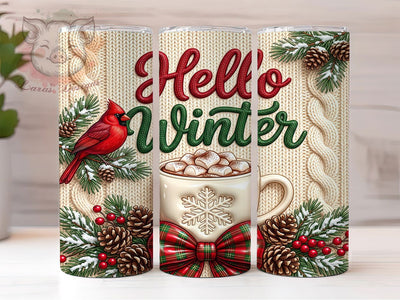 Hello Winter Cardinal 20oz Tumbler, Winter Cardinal, Cardinal Tumbler PNG, Red Cardinal PNG, Winter Bird Tumbler, 20oz Tumbler Wrap, Cardinal Wrap PNG, Hello Winter PNG Sublimation Lara' s Designs 