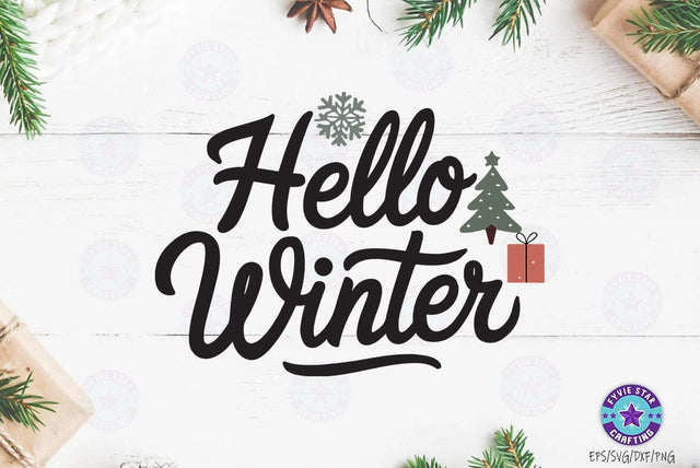 Hello winter, Christmas Quote SVG Design, Christmas Sublimation T-shirt SVG FiveStarCrafting 