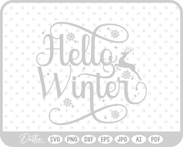 Hello Winter Christmas Quote SVG DottieDigitals 