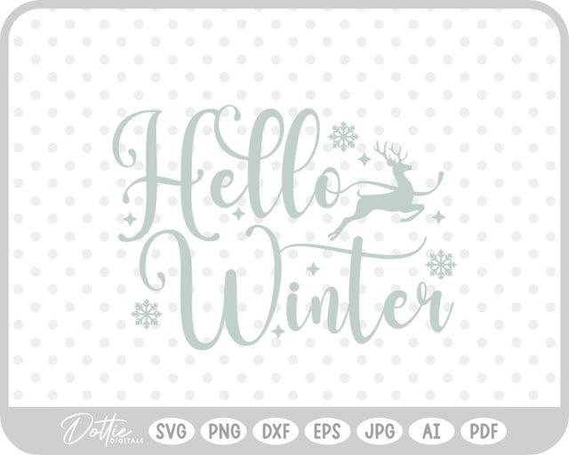 Hello Winter Christmas Quote SVG DottieDigitals 