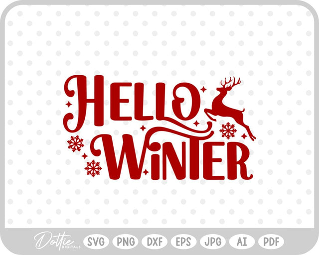 Hello Winter Christmas Quote SVG DottieDigitals 