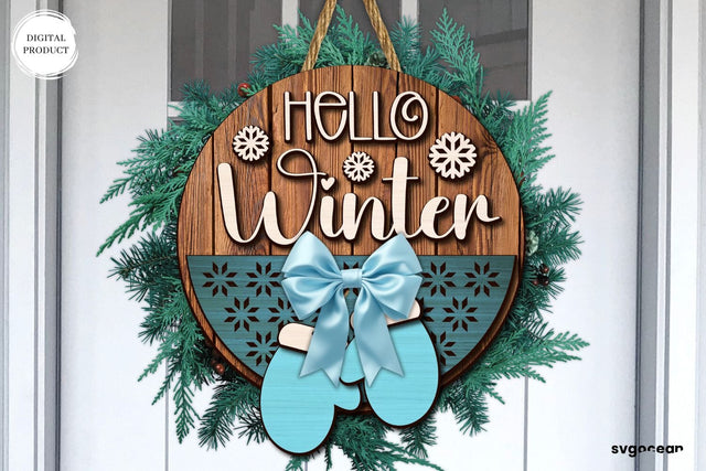 Hello Winter Door Sign Laser Cut SVG SvgOcean 