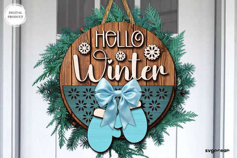 Hello Winter Door Sign Laser Cut SVG SvgOcean 