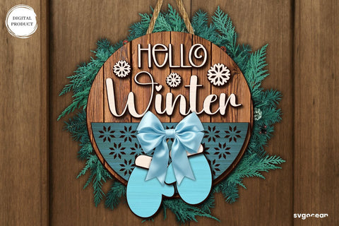 Hello Winter Door Sign Laser Cut SVG SvgOcean 