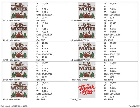 Hello Winter Embroidery Design – Cozy Snow Cabin Pine Trees Winter Wonderland Machine Embroidery File Embroidery/Applique DESIGNS PatternFeed8 