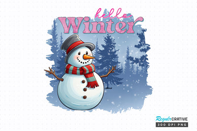 Hello Winter PNG Design Sublimation Regulrcrative 