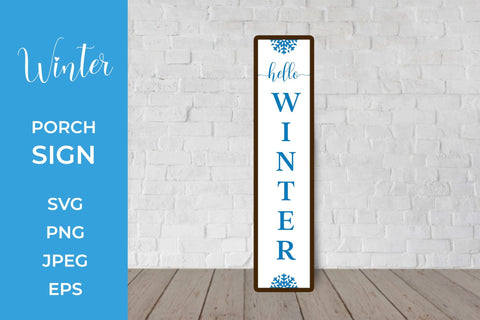 Hello Winter Porch Sign. Vertical Front Sign SVG SVG LaBelezoka 