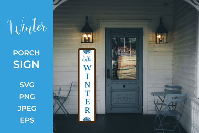 Hello Winter Porch Sign. Vertical Front Sign SVG SVG LaBelezoka 