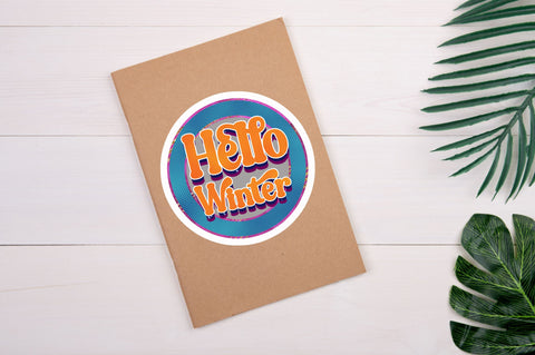 Hello winter Sticker Design Sublimation Regulrcrative 