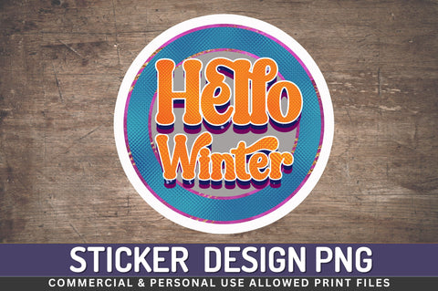 Hello winter Sticker Design Sublimation Regulrcrative 