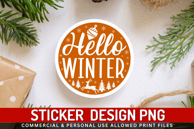 Hello winter Sticker Design Sublimation Regulrcrative 