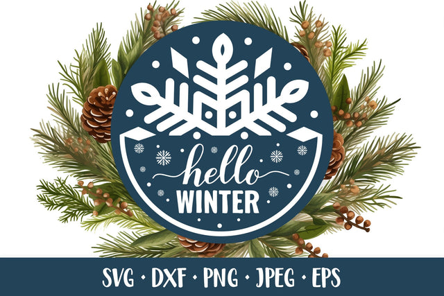Hello Winter SVG. Winter decorations. Round door sign SVG LaBelezoka 