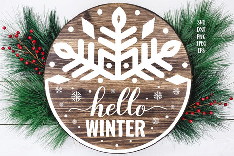 Hello Winter SVG. Winter decorations. Round door sign SVG LaBelezoka 