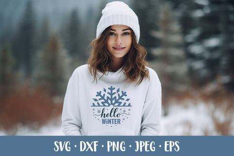 Hello Winter SVG. Winter quote. Seasonal round door sign SVG LaBelezoka 