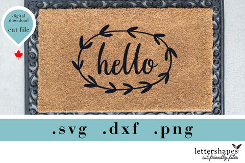Hello Wreath SVG Cut File | Welcoming Home Decor Design SVG Lettershapes 