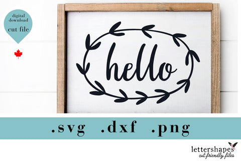 Hello Wreath SVG Cut File | Welcoming Home Decor Design SVG Lettershapes 