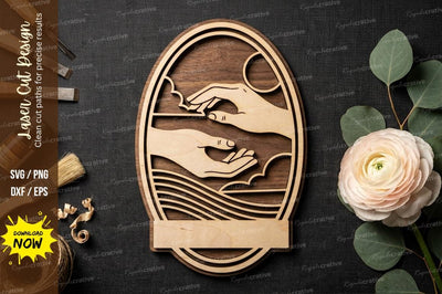 Helping Hands Ocean Scene Arch Frame – Laser Cut Wooden Layered Wall Art Design SVG Regulrcrative 