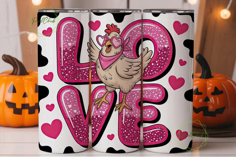 Hen Love 20oz Tumbler Wrap Sublimation PixelChick 