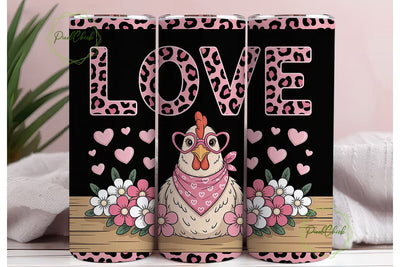 Hen Love 20oz Tumbler Wrap Sublimation PixelChick 