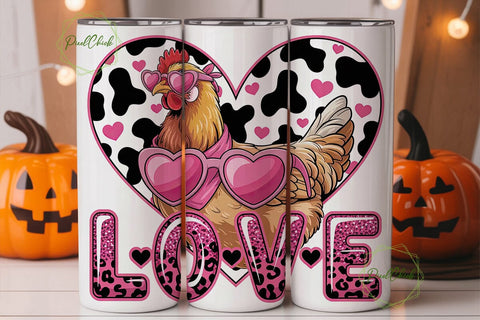 Hen Love 20oz Tumbler Wrap Sublimation PixelChick 