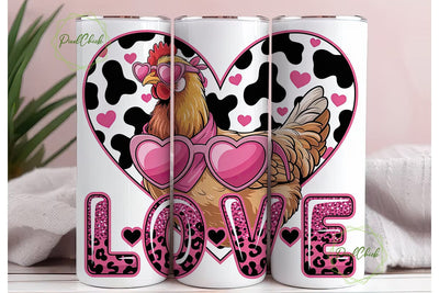 Hen Love 20oz Tumbler Wrap Sublimation PixelChick 