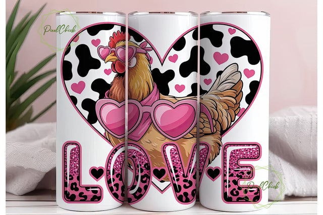 Hen Love 20oz Tumbler Wrap Sublimation PixelChick 