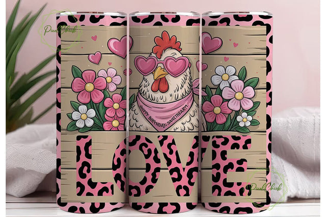 Hen Love 20oz Tumbler Wrap Sublimation PixelChick 