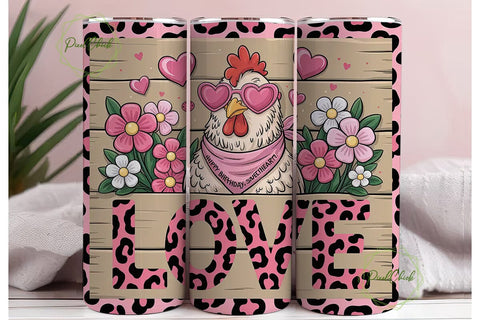 Hen Love 20oz Tumbler Wrap Sublimation PixelChick 