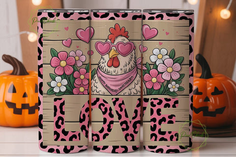 Hen Love 20oz Tumbler Wrap Sublimation PixelChick 