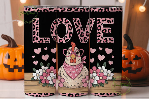 Hen Love 20oz Tumbler Wrap Sublimation PixelChick 