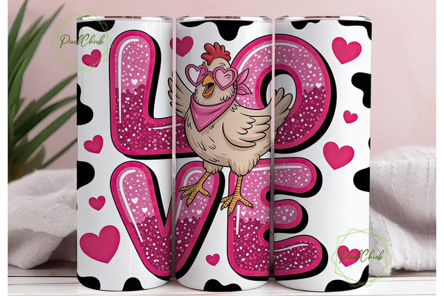 Hen Love 20oz Tumbler Wrap Sublimation PixelChick 