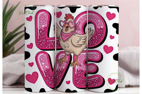 Hen Love 20oz Tumbler Wrap Sublimation PixelChick 