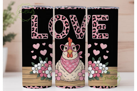 Hen Love 20oz Tumbler Wrap Sublimation PixelChick 