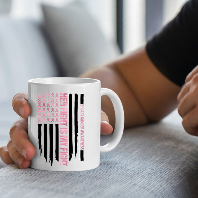 Her Fight Breast Cancer PNG | Pink Ribbon Flag Design | Cancer Awareness Support Art Sublimation So Fontsy Design Shop 