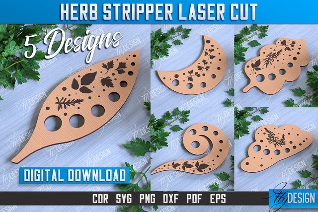 Herb Stripper Laser Cut Bundle | Kitchen Supplies | Herb Remover | CNC File SVG Fly Design 