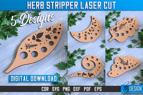 Herb Stripper Laser Cut Bundle | Kitchen Supplies | Herb Remover | CNC File SVG Fly Design 
