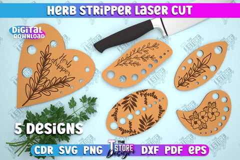 Herb Stripper Laser Cut Bundle | Kitchen Supplies | Herb Remover Design | CNC File SVG The T Store Design 