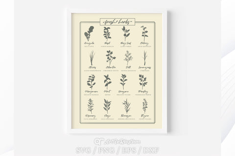 Herb Svg Bundle, Fresh Herbs Svg, Herbs Svg, Kitchen Svg, Farmhouse Svg SVG Artinrhythm shop 