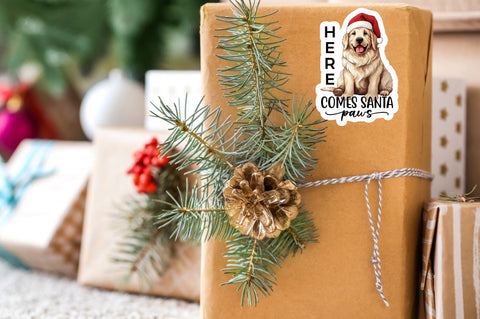 Here comes santa paws Sticker Design Sublimation Regulrcrative 
