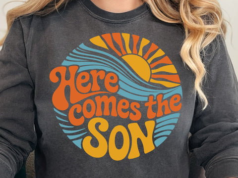 Here comes the son SVG, Baby shower Svg, Baby announcement, Here comes the son PNG, Sun rays Svg, Summer Svg SVG DesignDestine 