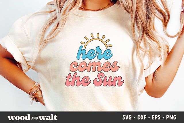 Here Comes The Sun SVG | Retro Summer PNG | Beach Club Design SVG Wood And Walt 