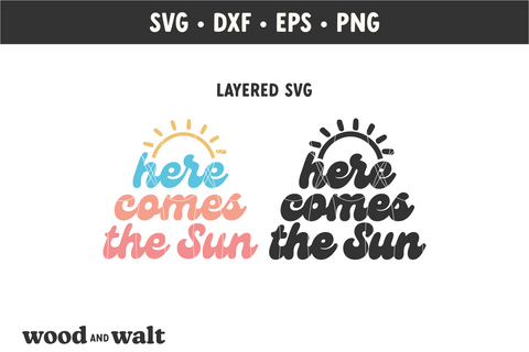 Here Comes The Sun SVG | Retro Summer PNG | Beach Club Design SVG Wood And Walt 