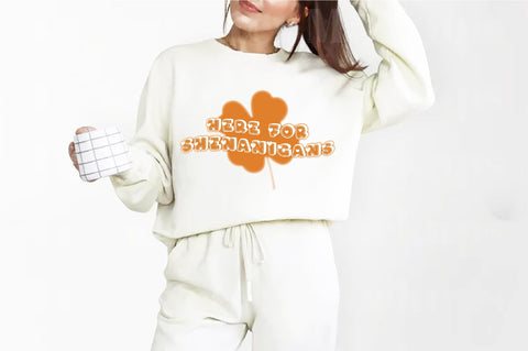 Here for Shenanigans PNG, Funny Irish,St Pawtrick's Cats png, Funny St Patrick's png, St Patrick's Day png, Irish Shamrock png Sublimation Creativeart88 