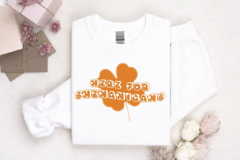 Here for Shenanigans PNG, Funny Irish,St Pawtrick's Cats png, Funny St Patrick's png, St Patrick's Day png, Irish Shamrock png Sublimation Creativeart88 