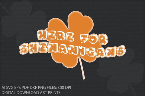 Here for Shenanigans PNG, Funny Irish,St Pawtrick's Cats png, Funny St Patrick's png, St Patrick's Day png, Irish Shamrock png Sublimation Creativeart88 