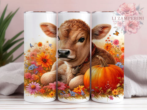 Hereford Cow Fall 20 oz Skinny Tumbler Sublimation Design, Straight & Tapered Tumbler Png, Western Cow Tumbler Png, Digital Download PNG Sublimation Li Zamperini 