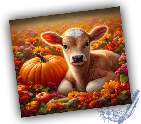 Hereford Cow Fall 20oz Skinny Tumbler PNG, Baby Hereford Country Tumbler Sublimation Wrap, Straight & Tapered Tumbler Wrap, Instant Digital Download Sublimation ToriDesigns 