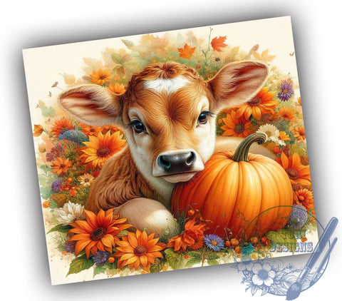 Hereford Cow Fall 20oz Skinny Tumbler PNG, Baby Hereford Country Tumbler Sublimation Wrap, Straight & Tapered Tumbler Wrap, Instant Digital Download Sublimation ToriDesigns 