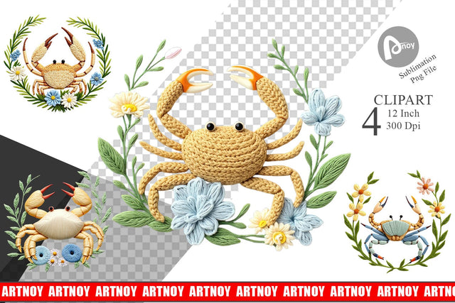 Hermit Crab Embroidery Clipart Sublimation artnoy 